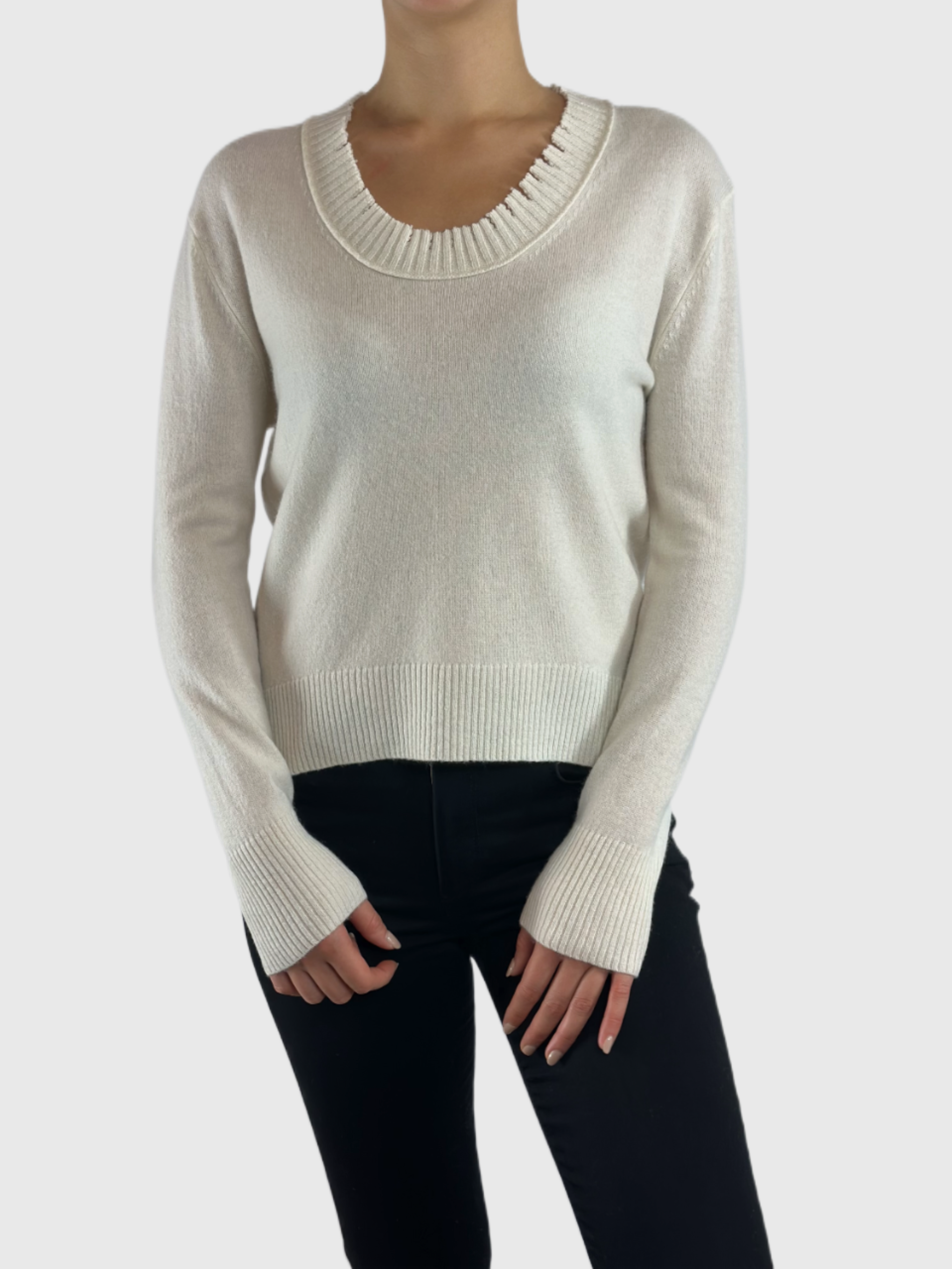 White online distressed sweatshirt