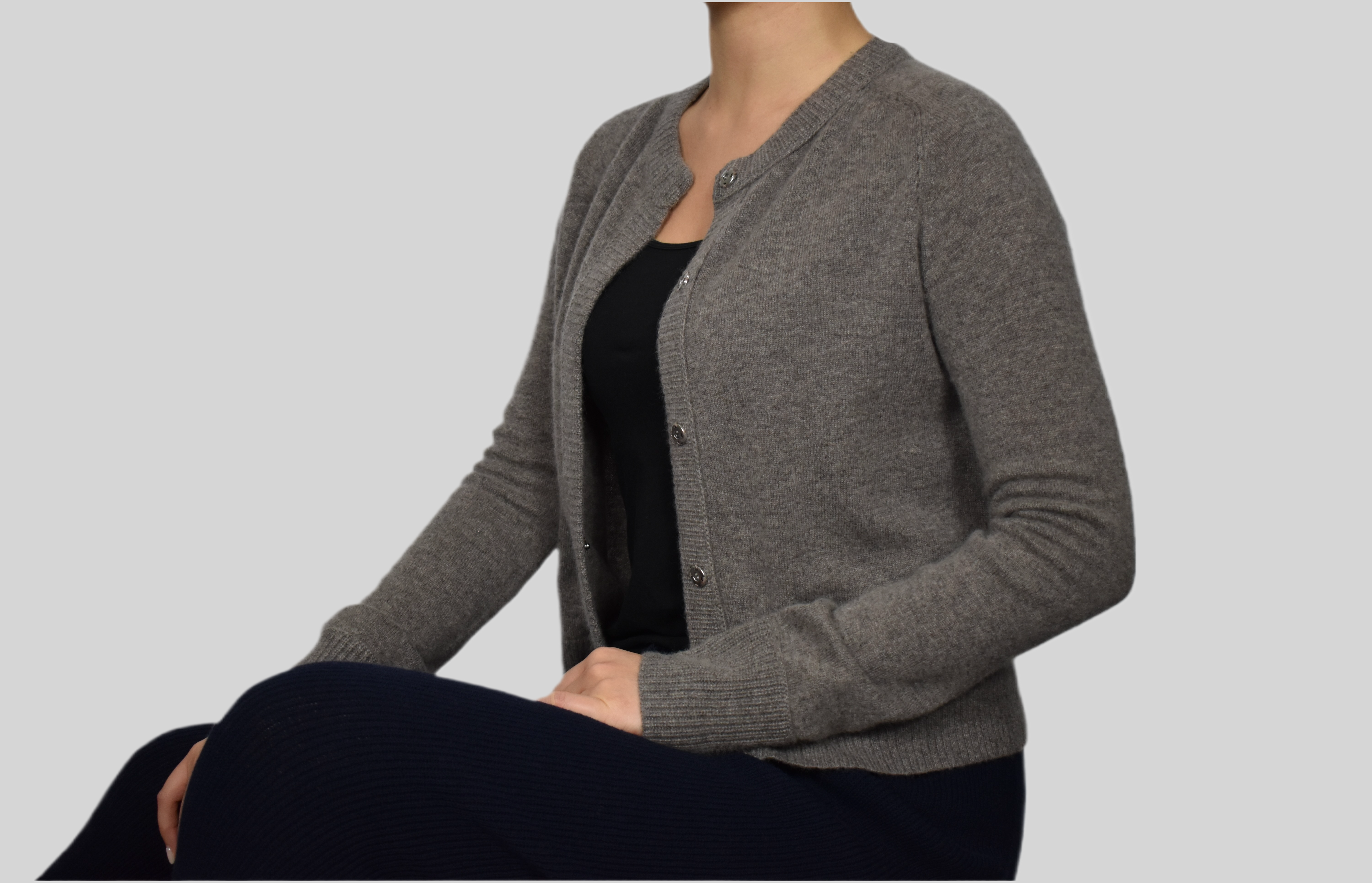 【INCHANT ME】[wool90%/handmade] Collar slit short jk Cashmere Chunky Cardigan | 100% Cashmere | INHABIT