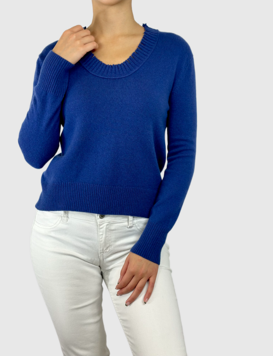 Cashmere Blend Distressed Sweatshirt